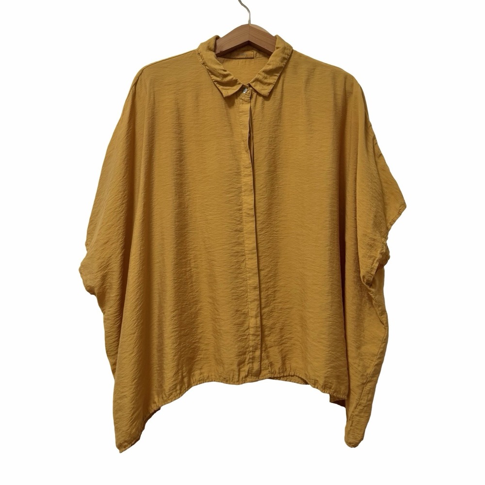 Cut Loose Rayon Parachute Oversized Boxy Button Up Shirt One Size OS  Lagenlook